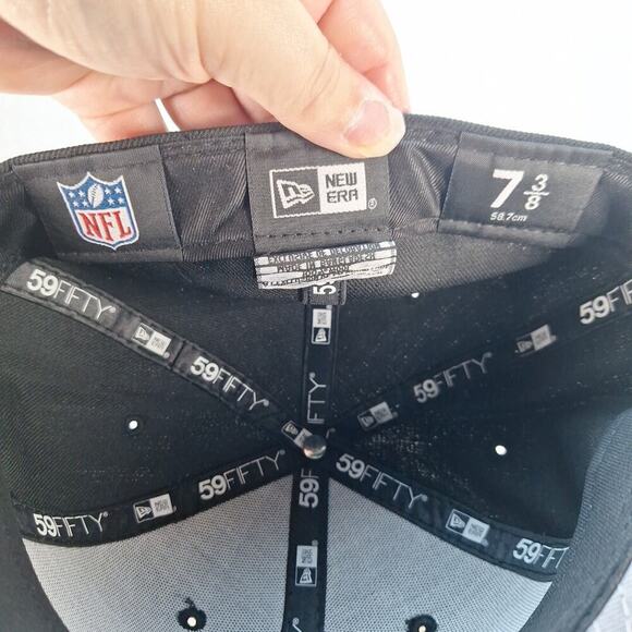 New York Jets New Era 59FIFTY Fitted Hat 7 3/8 Hat Cap Black NFL - Picture 7 of 7